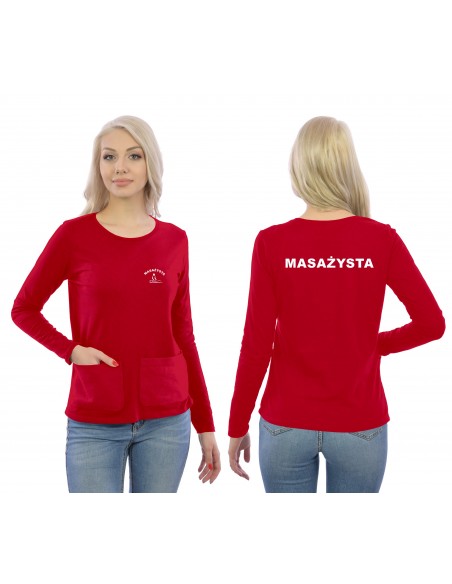 Masażysta Koszulka Long Z Kieszeniami Medyczna